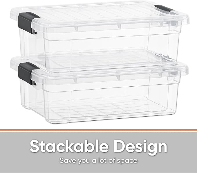 Superio Storage Bins with Lids- 6 Pack, 4.5 Qt Clear Boxes - Image 4