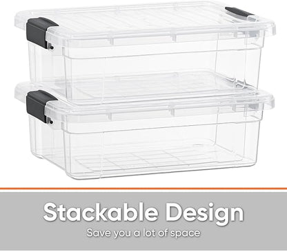 Superio Storage Bins with Lids- 4 Pack, 7.4 Qt Clear Boxes - Image 4