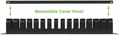 NavePoint 2U Metal Rack Mount Horizontal Cable Manager Duct Raceway - Image 2