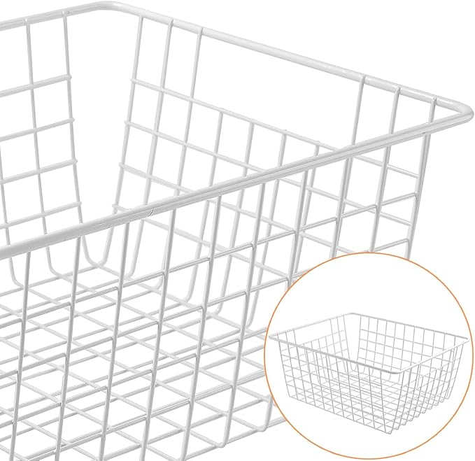 3 Pack Freezer White Wire Baskets - Image 4