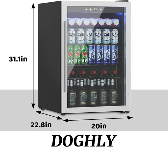 Beverage Refrigerator Cooler, 145 Can Mini Fridge Glass Door - Image 4