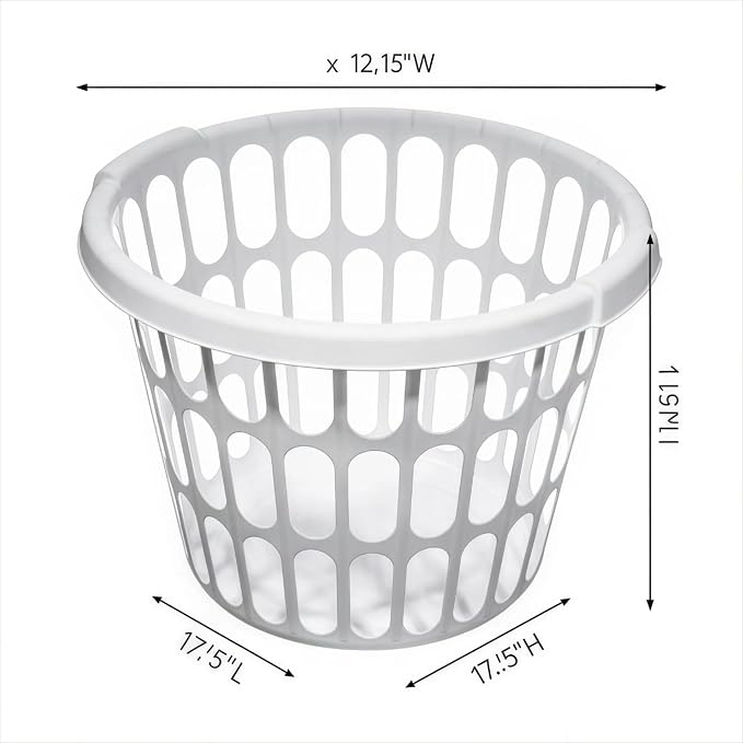 10-Pack Round White Plastic Laundry Basket, Suitable - Image 2