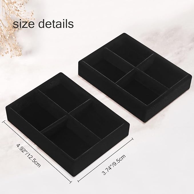 DesignSter Small Jewelry Tray-Ring Organizer 2PCS Premium Velvet Rings Earrings - Image 3