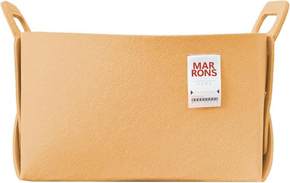 Collapsible Felt APRICOT Storage Bin Large 14.6"x9.4"x9.4" – Foldable Basket by MARRONS