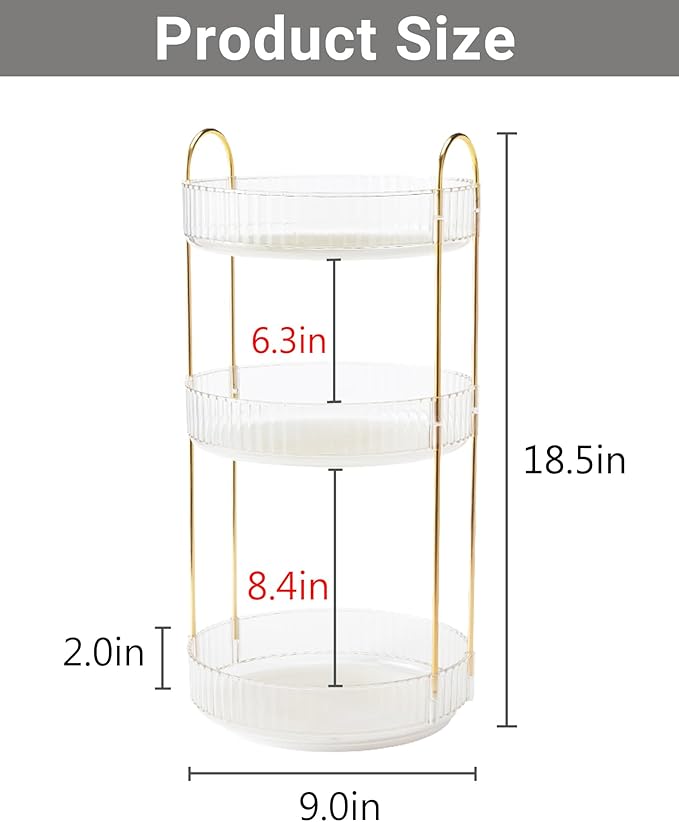 360 Rotating Makeup Organizer, 3 Tier Large Capacity Make Up Organizers and - Image 2