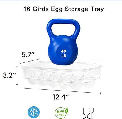 vacane Plastic Egg Holder for Refrigerator, Stackable Egg Holder Clear Tray - Image 6
