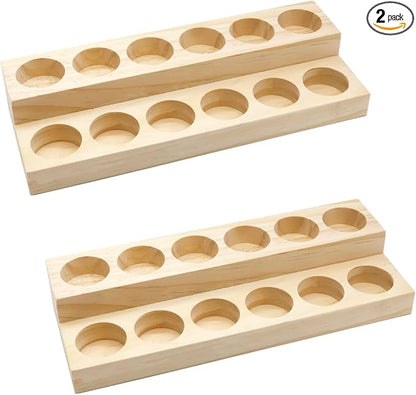 2 Pcs Wooden Essential Oil Display Stand 2 layer Tabletop Essential Oils by LONG+TAO