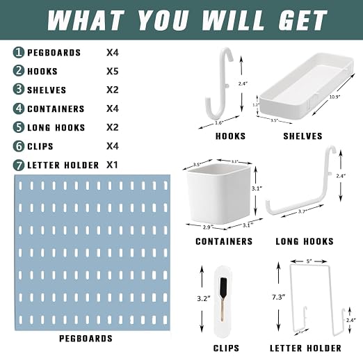 22"x22" Pegboard Combination Kit Wall Organizer Kit - Image 4
