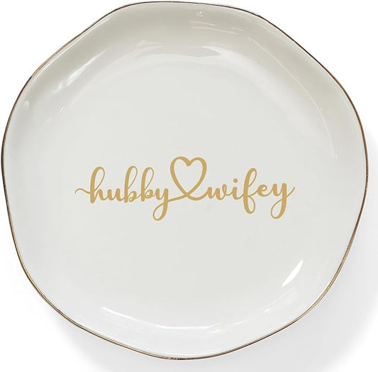 HOME SMILE Wifey Hubby Ring Dish, Unique Wedding Gifts by HOMESMILE