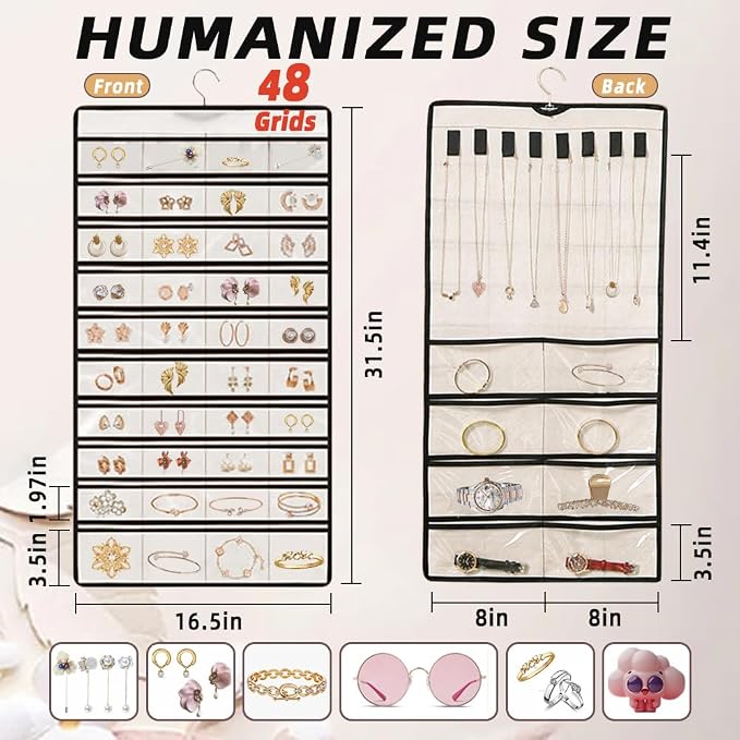 Hanging Jewelry Organizer Storage Earring Jewelry Storage Bag - Image 3