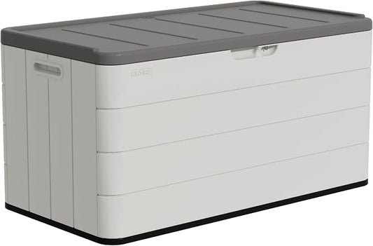 100 Gallon Plus Resin Deck Box, Waterproof Outdoor Storage Box by Unknown