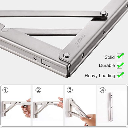 YUMORE Folding Shelf Bracket 18", Heavy Duty Stainless Steel Collapsible - Image 2