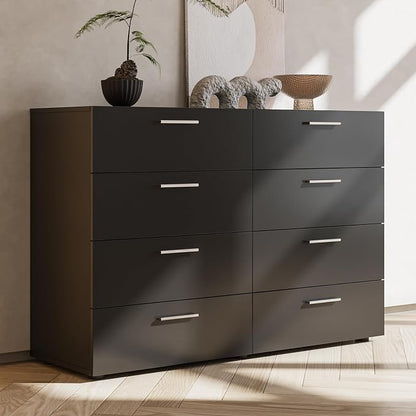 Karl home 8 Drawer Dresser, Wood Black Vanity Drawer Cabinet, Bedroom Storage by Karlhome