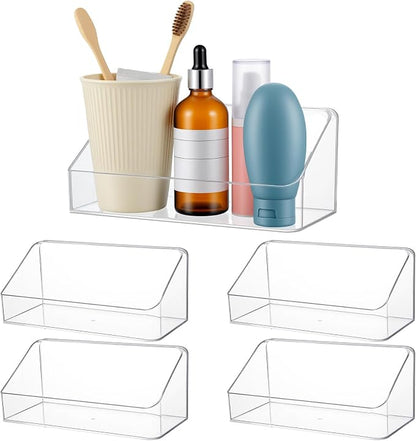 4 Pack Clear Wall Mounted Storage Organizer – No Drill Adhesive Shelves by Unknown