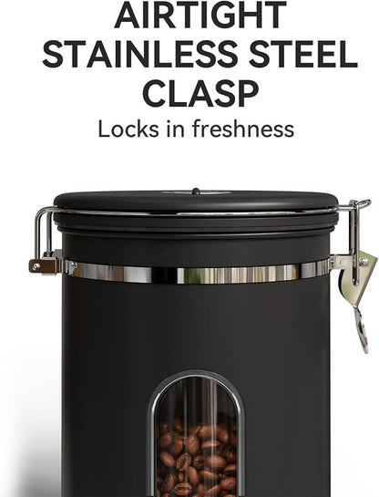 Veken Coffee Canister with Window, Airtight Stainless Steel Pantry Container - Image 4