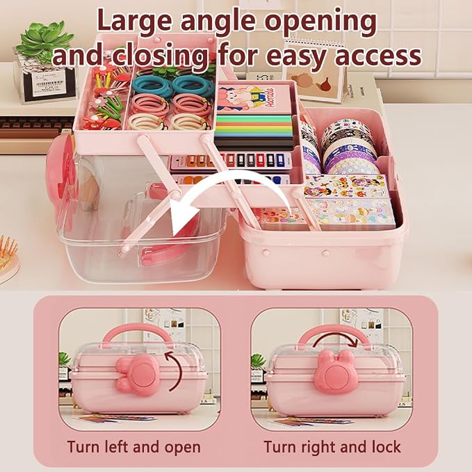 Cute Hair Accessories Organizer 3-Layers Kids Jewelry Storage Box Plastic Hair - Image 3