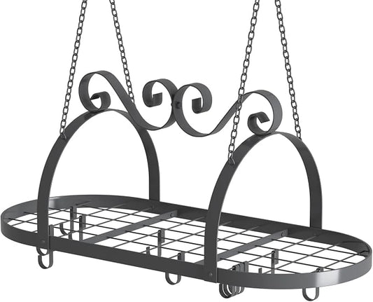 33" Pots and Pans Hanging Rack, Heavy-duty Metal Pan Rack Hanger Organizer by TICKCACY-EnrichYourLife