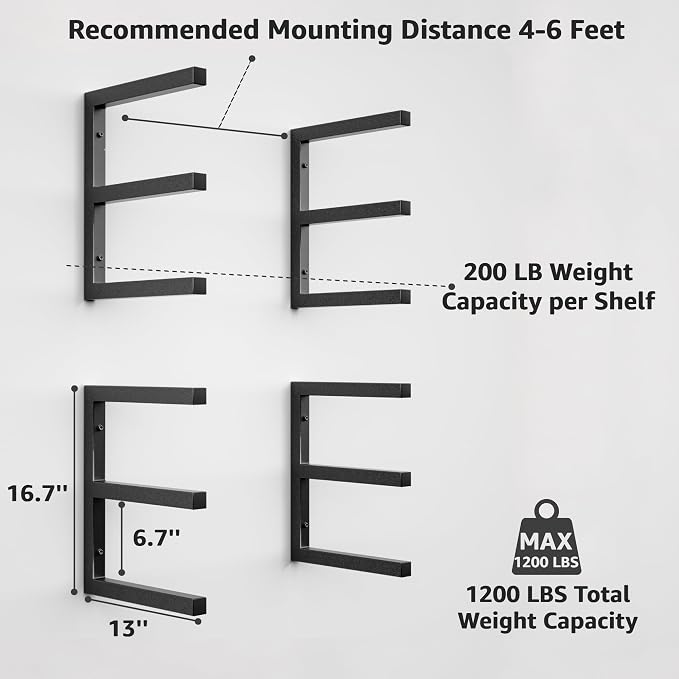 YYR Wood Organizer and Lumber Storage Rack Wall Mount, Heavy Duty Metal Shelf - Image 2