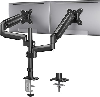 HUANUO Dual Monitor Mount up to 32 inches Screens, Taller Monitor Stand Hold by HUANUO