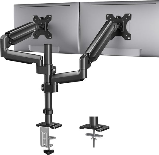 HUANUO Dual Monitor Mount up to 32 inches Screens, Taller Monitor Stand Hold by HUANUO