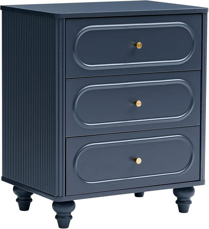 3 Drawer Fluted Dresser for Bedroom Set of 2, Mid Century Modern Chest of - Image 9