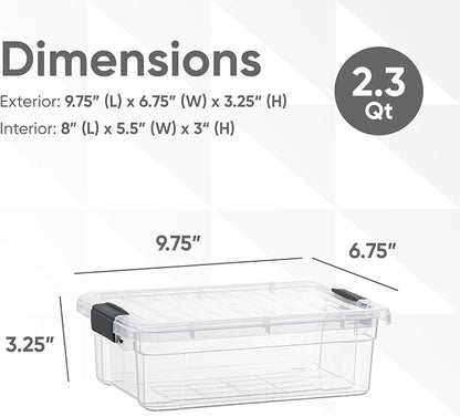 Superio Clear Storage Box with Lid, 2.3 Quart Plastic Container Bins - Image 2
