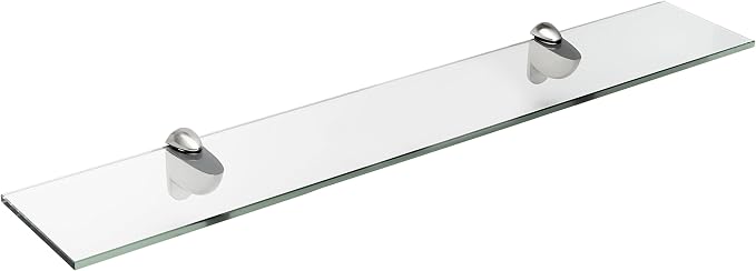 Spancraft Glass H-8x24-Brushed Steel Heron Glass Shelf, Brushed Steel by Spancraft