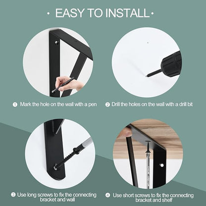 6 Pack L12 x H 8" Black Heavy Duty Shelf Brackets - Image 3