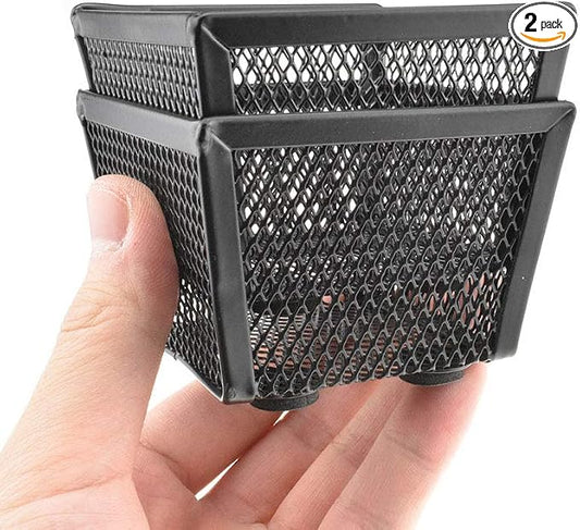 HAHIYO Stackable Paper Clip Mesh Holder cup 2.2" Height 2 Pack Black Sturdy by HAHIYO