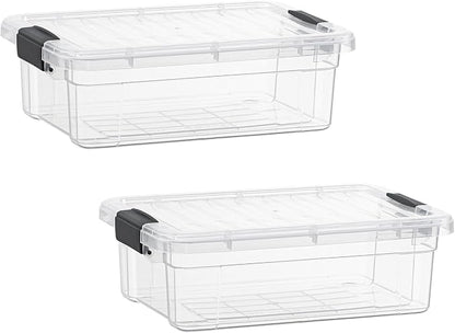 Superio Storage Bins with Lids- 2 Pack, 4.5 Qt Clear Boxes by Superio