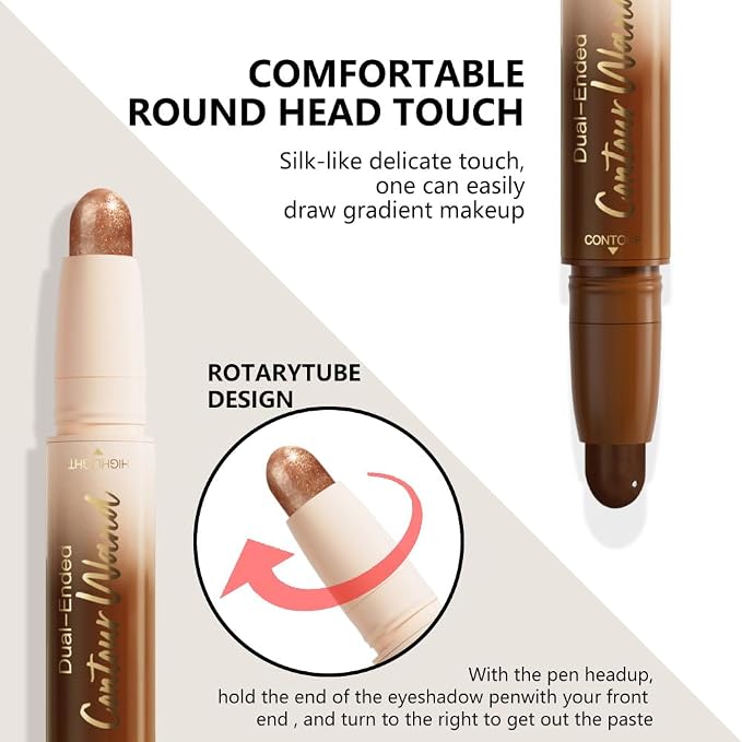 evpct Black Cocoa & Bronzer Shimmer Cream Contour Stick Face Body Makeup Dual - Image 3