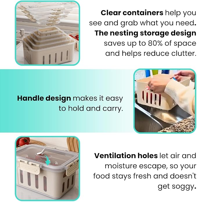 5-Pack Fruit Containers for Fridge Keep Fresh – Airtight Food Containers - Image 5