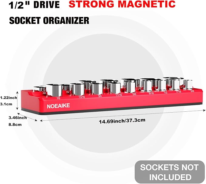 1/2 Inch Magnetic Socket Organizer, Holds 35 Pcs Standard Sockets - Image 4