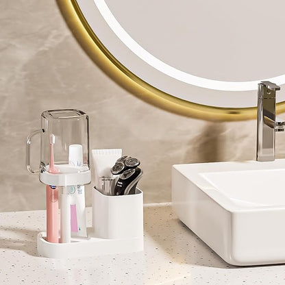 Toothbrush Holder with Cup/Cover Contains 2 Slots, Bathroom Counter Organizer - Image 7