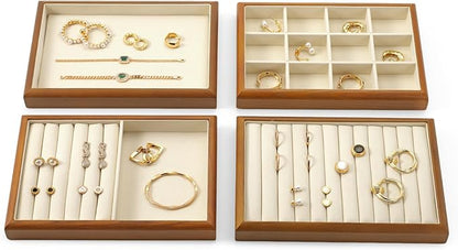 Oirlv Solid Wood 12 Grid Jewelry Organizer Tray Jewelry Drawer Organizer - Image 5