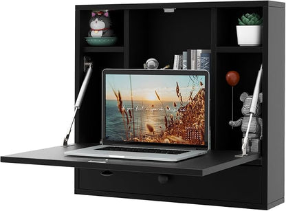 Tangkula Wall Mounted Desk, Folding Floating Wall Mount Laptop Desk, Space by TANGKULA