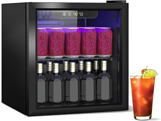 Beverage Refrigerator Cooler, 60 Can Mini Fridge Glass Door by Unknown