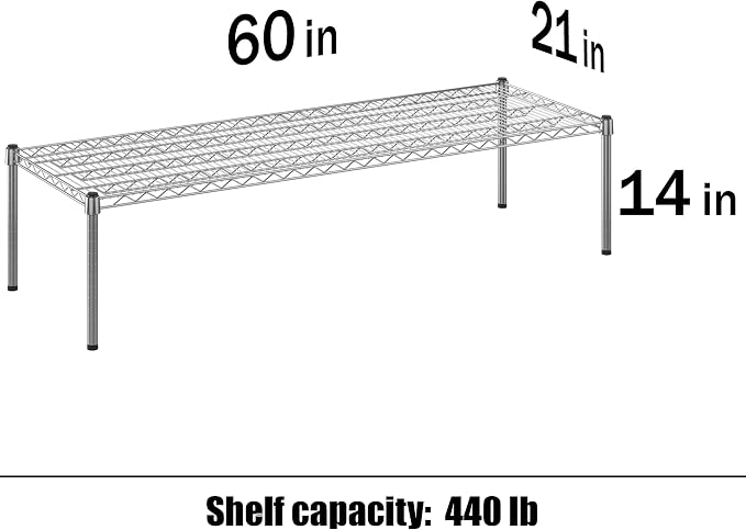 21" Deep x 60" Wide x 14" Height Wire Shelving Kit | 1-Tier | NSF Commercial - Image 3