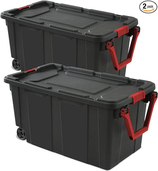 Storage Bins 40 Gallon Heavy-Duty Plastic Storage Bins, 2 Pack Container Totes by K%26J+CHIPMUNK