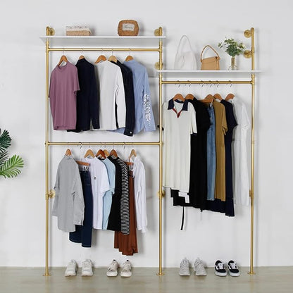 Industrial Pipe Clothing Rack Wall Mounted, Heavy Duty Hanging Clothes Rack by EDCB