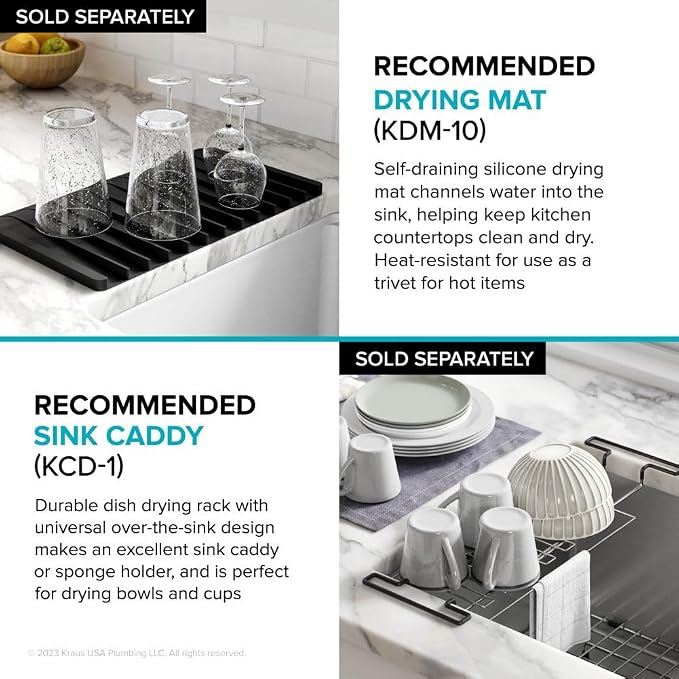 KRAUS Kore 27-Inch Farmhouse Workstation 16 Gauge Stainless Steel Kitchen Sink - Image 13