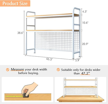 IOTXY 2-Tier Desktop Hutch Bookshelf - Image 2