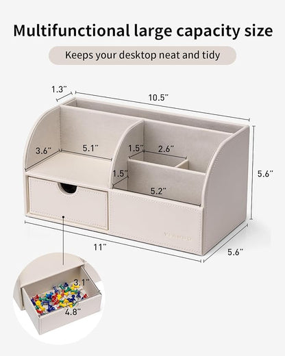 Vlando Office Desk Organizer Leather Desktop Organizer Caddy - Image 2