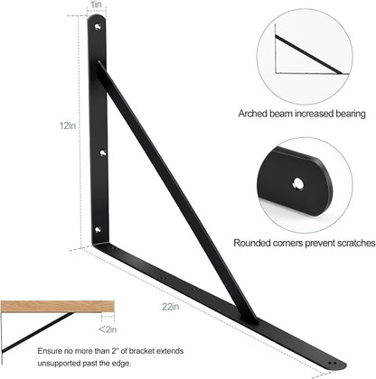 20 Pack L22 x H 12" Black Heavy Duty Shelf Brackets - Image 2