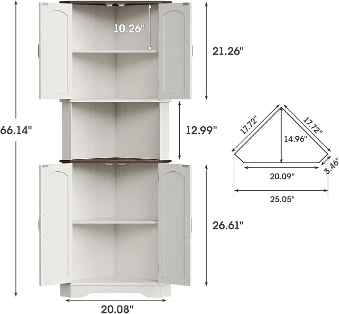 Maupvit Tall Corner Cabinet, Farmhouse Corner Storage Cabinet - Image 2