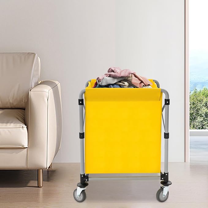 Commercial Laundry Cart with Wheels, Folding Laundry Hamper Cart, Heavy Duty - Image 8