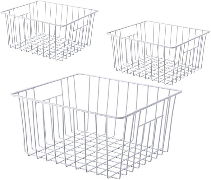 16inch Freezer Storage Organizer Baskets, Household Wire Refrigerator Bins by Y.Z.Bros
