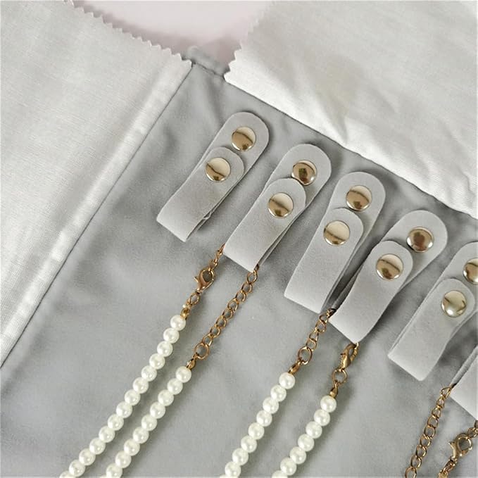 Premium Jewelry Roll Organizer for 16 Necklaces 55cm x 29cm Metal Snap & Velcro - Image 4