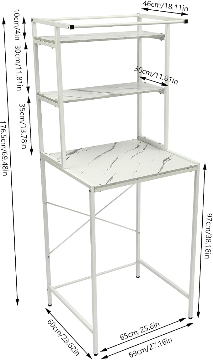 Gdrasuya10 White Over The Washer & Dryer Storage Shelves, 3 Tier Washing - Image 2