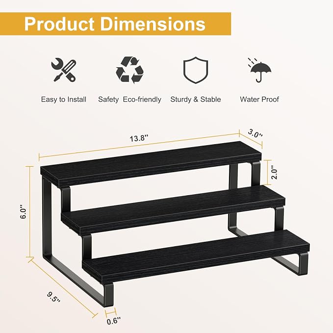 Giikin 3 Tier Spice Rack, Cabinet Organizer Shelf Kitchen Counter Storage - Image 3